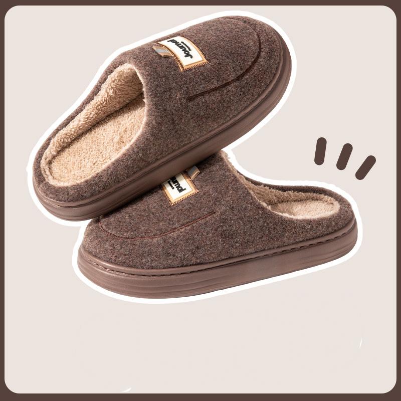 Men Winter Plus Size Cotton Slippers Casual Warm Indoor Cotton Shoes Anti Slip Flat Bottom Woolen Slipper Shoes 40-51