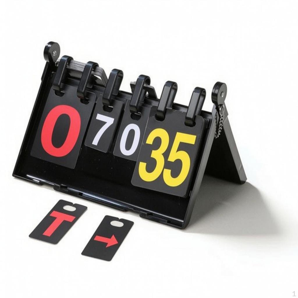 Portable Scoreboard with Easel Stand Foldable Manual Flip Tabletop for Referees, Coaches,
