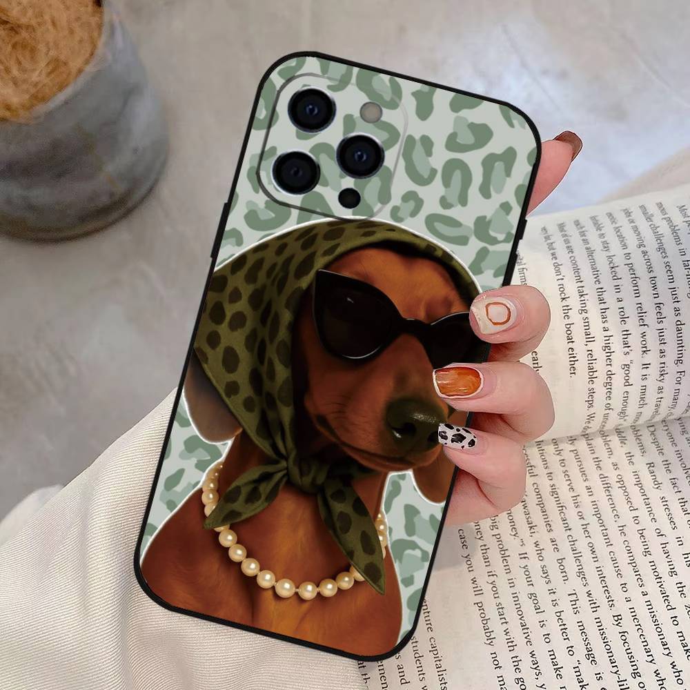 Lustige Süße Hund Handyhülle Für iPhone 17,16,15,14,13,12,11 Plus,Pro Max,XS,Weiche Silikon Schwarze Hülle