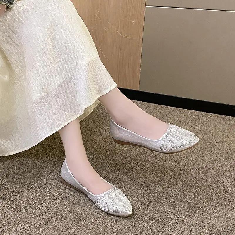 Fashion Woman Flats Slip-on With Heel Moccasins Pearl Cheap Clearance Quick Delivery Low Price Elegant and Fashionable Shoes for Women