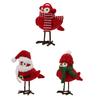 Christmas Tabletop Decoration Cute Redness Simulated Birds Figurines with Festive Hat Decoration for Holiday