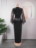 Elegante Gonna Lunga in Flanella con Paillettes Europee e Americane per Donne Africane - Vestibilità Slim, Taglia Grande, Design Grazioso