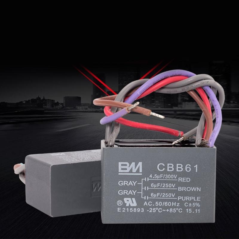 Capacitor para Ventilador de Teto CBB61 4.5+6+5UF 4.5+6+6UF 5+5+5UF 4+4+2.5UF 4+5+6UF 5 Fios 250V 50/60Hz Capacitor de Funcionamento do Motor