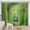 2Panel Tourist Landscape Curtains Green Tree Blue Sea Printed Curtains Custom Bedroom Living Room Semi-blackout Window Cortinas