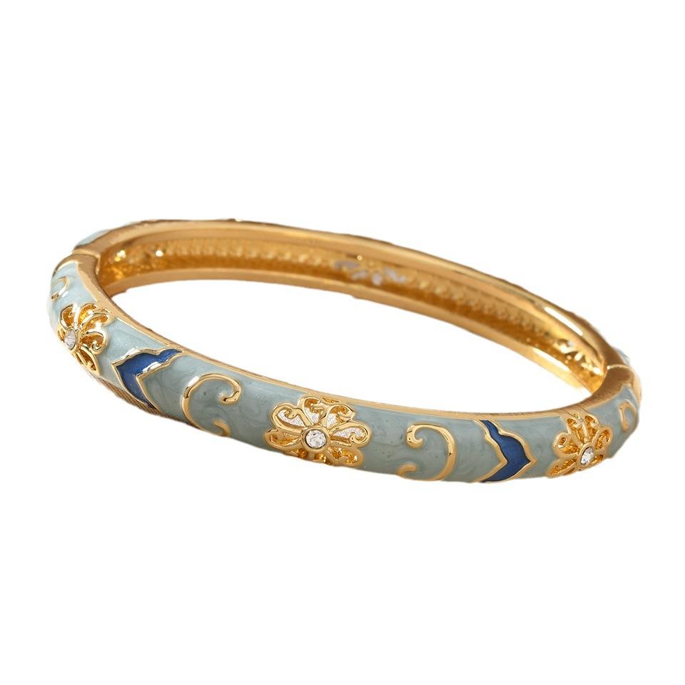 Emaille Blau und Weiß Porzellan Einlagig Armband Mode Leichter Luxus Hochwertig Antiker Stil Armband