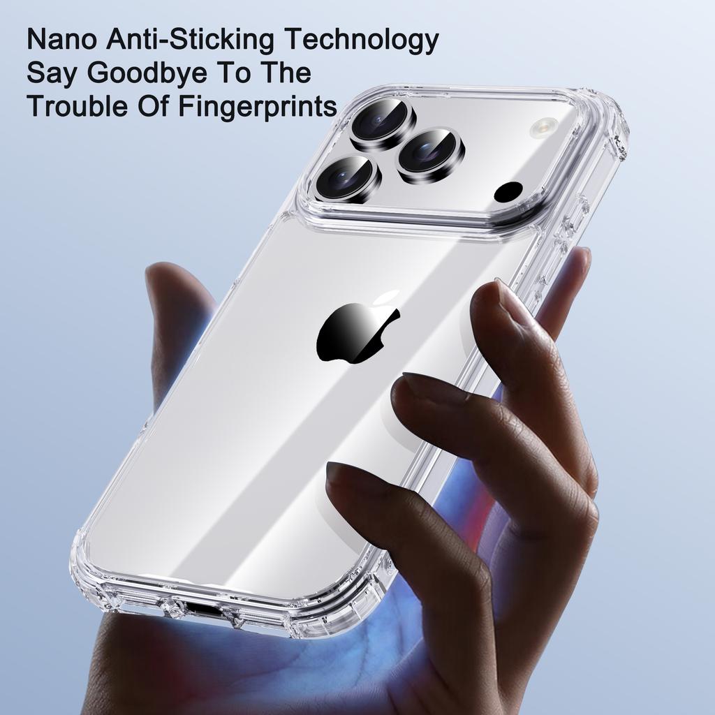 IPAKY Pour iPhone 17 Pro Max Étui Quatre Coins Antichoc Transparent Coque Arrière de Téléphone