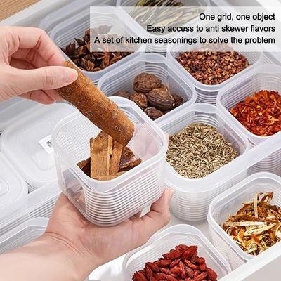 1/7 pièces Boîte de Rangement Scellée pour Réfrigérateur avec Couvercle Boîtes à Condiments Portables Transparente Légumier
