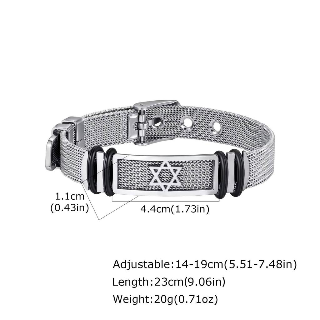 Vnox Stainless Steel Hexagram Star Bracelet for Men Boys, Star Mesh Watch Strap Bangle Adjustable Wristband Fashion Jewelry Gift