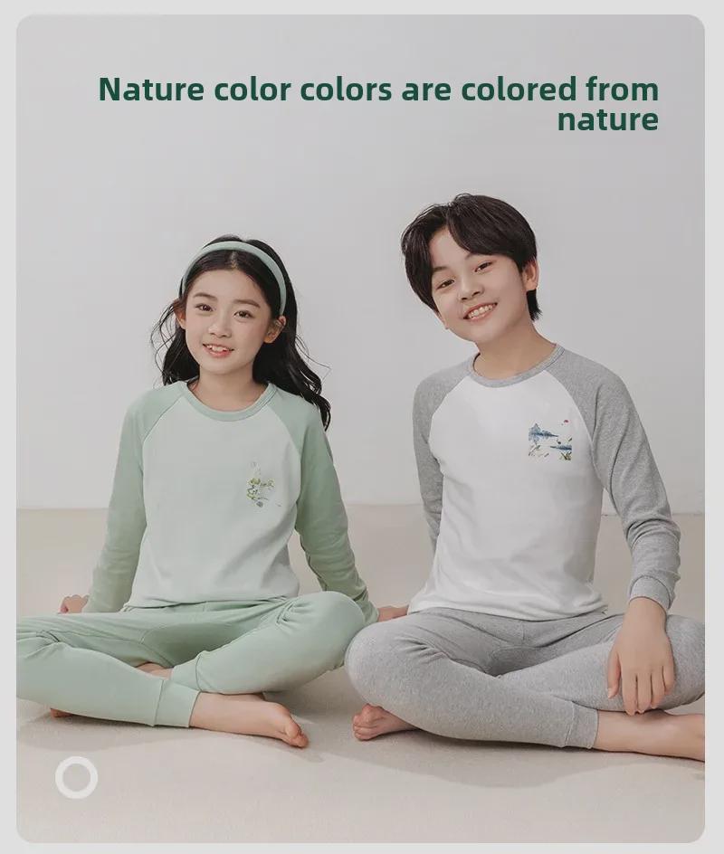 Kinder Unterwäsche Set aus reiner Baumwolle für Herbst und Winter: Jungenpullover & Mädchen Rundhals Mittelhals Bekleidung