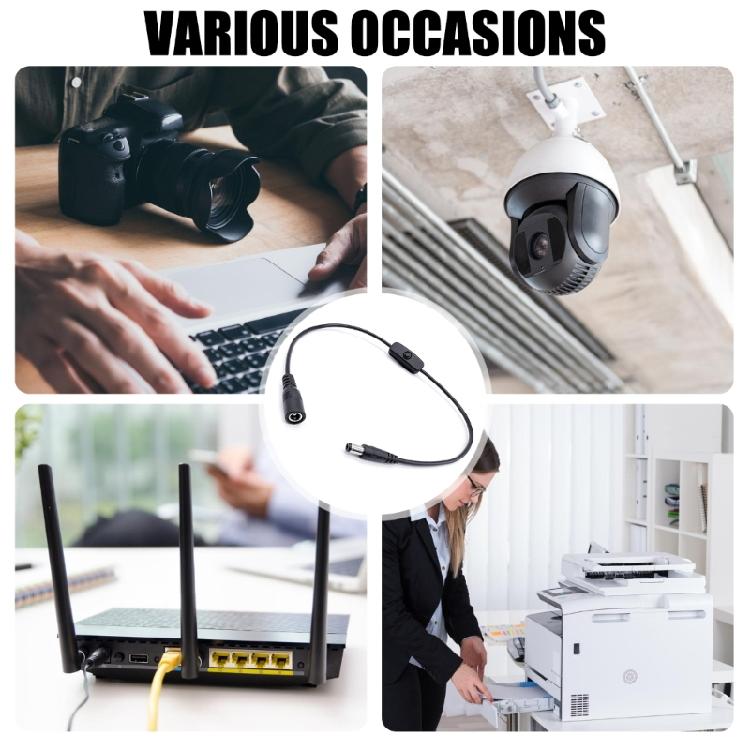 Flexible DC5521 Female To Male Extension Cord With Push Button Switches For Routers CCTV And Small Appliances