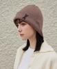 Bajal Va Patch Wide Brim Knit Bucket Hat Warm Taupe
