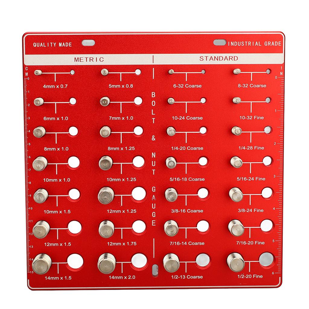 Nut and Bolt Thread Checker 28 Holes Wall Mount Inch and Metric Thread Checker Bolt Nut Identifier