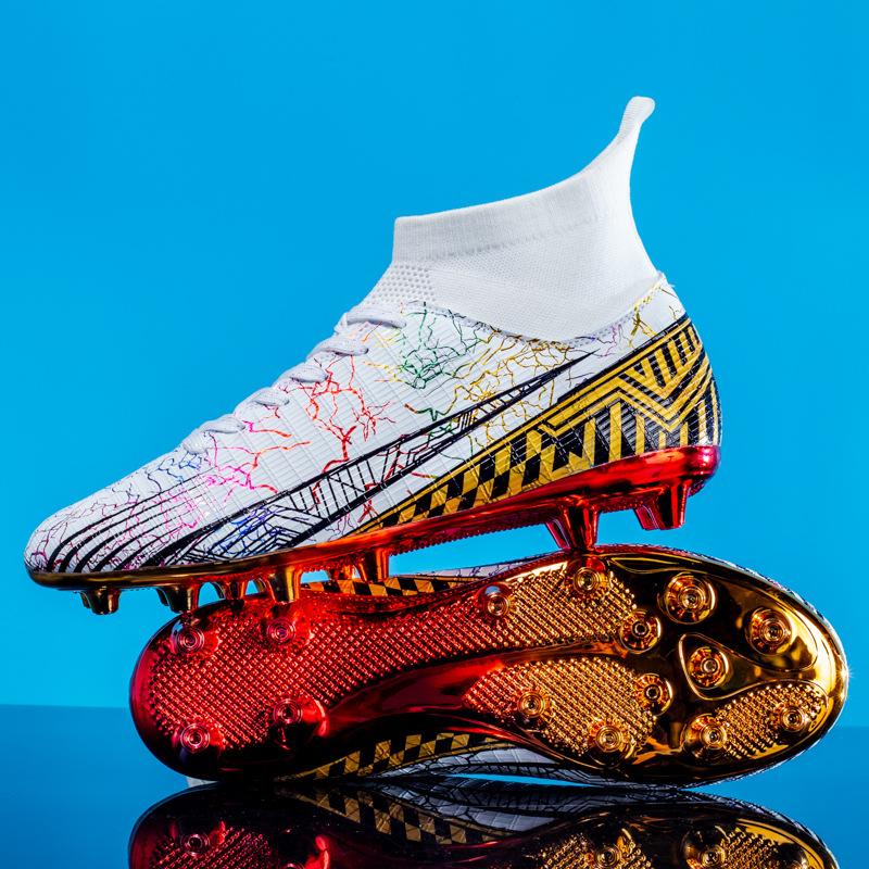 

Футбольные бутсы большого размера с золотым покрытием, шипы, студенческие мужские и женские футбольные бутсы, нескользящие и дышащие тренировочные бутсы 34