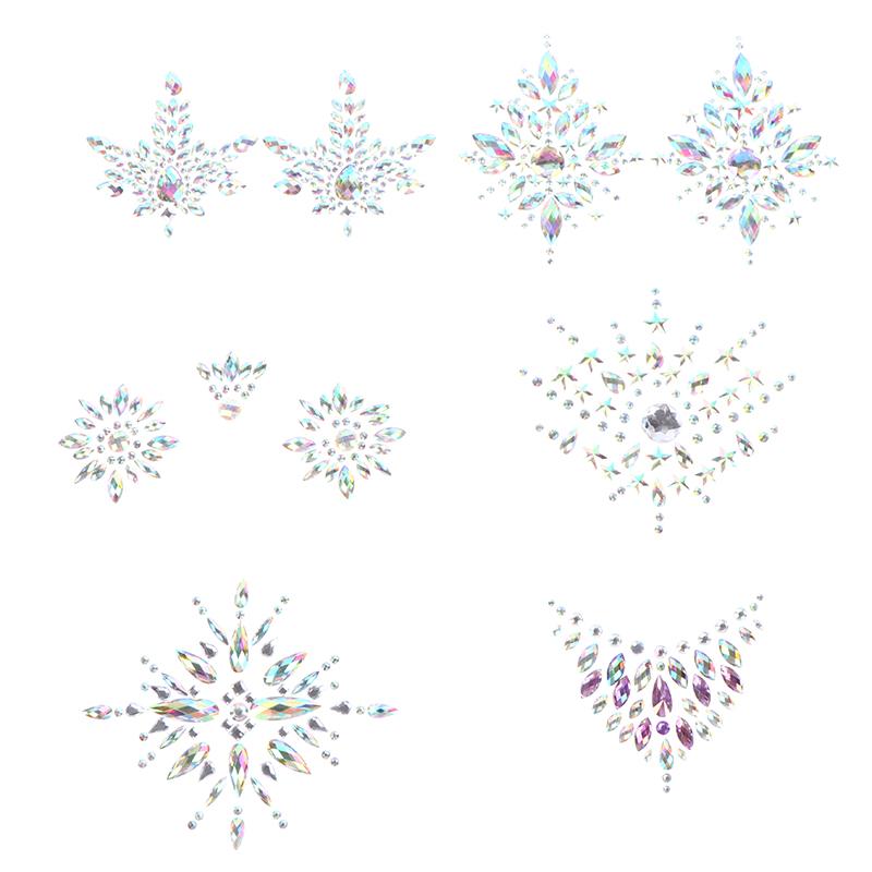  BH-Aufkleber, selbstklebende Diamantperlen, Brustpasteten, glänzende Tattoo-Aufkleber