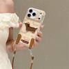 Plaid Embroidered Dachshund Phone Case with Hand Strap for iPhone 17/16 Pro Max/15/14