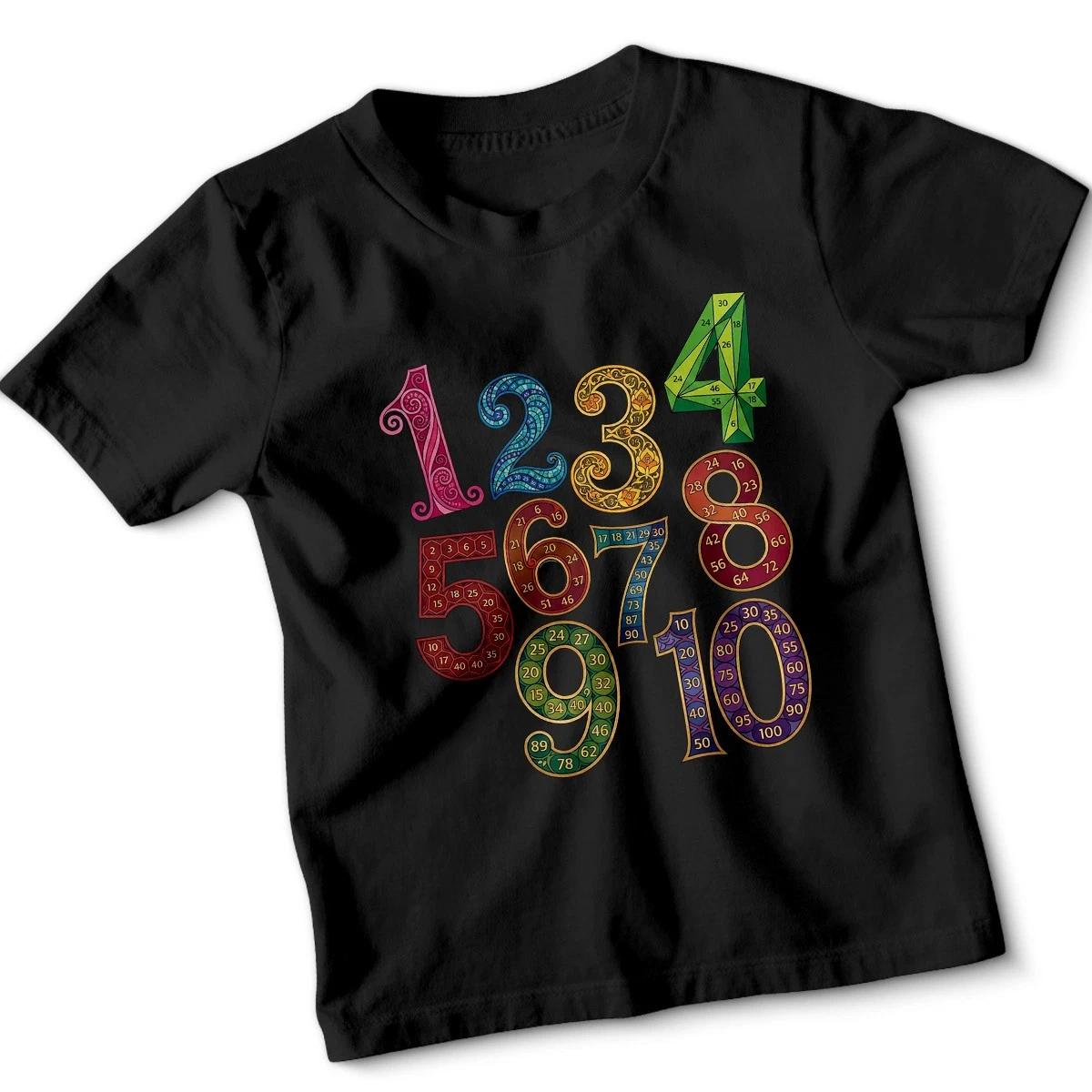 Colorful Counting Numbers day Education Maths DayKids T-Shirt Boys Girls Play 3XL