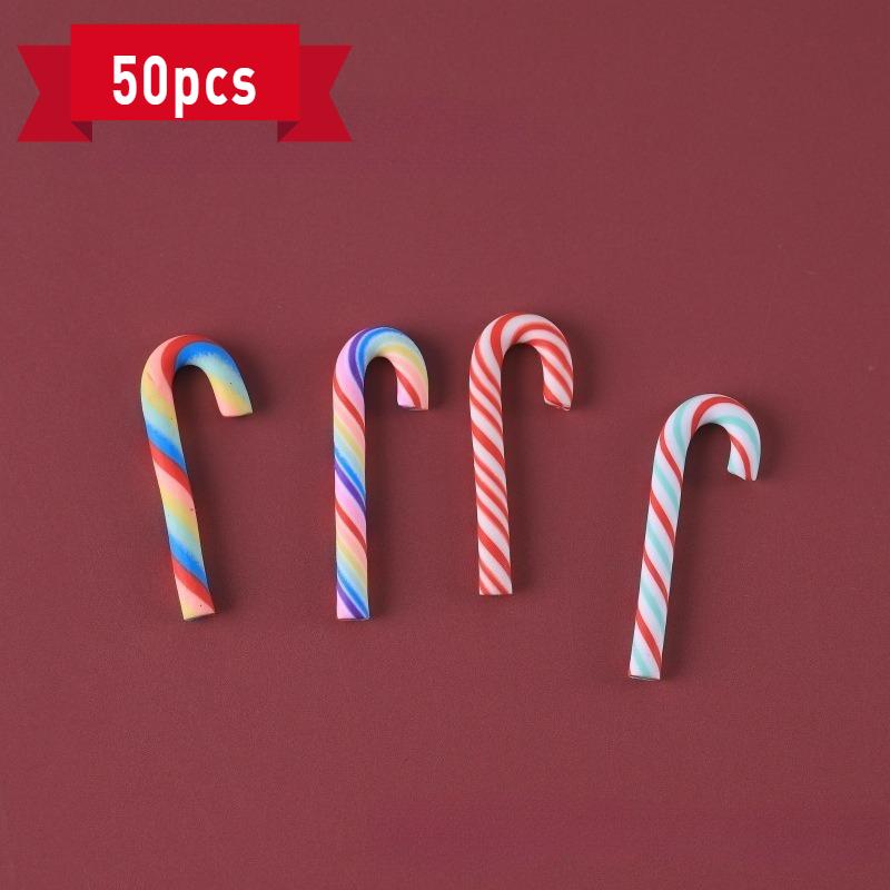 

Рождественский красно-белый леденец, набор праздничных украшений, сделанный из мягкой керамики, подходит для DIY-рукоделия