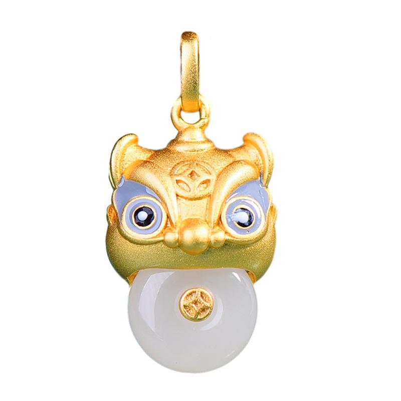 925 Silver Plated White Jade Tiger Pendant Necklace for Women Chinese Pixiu Lucky Animal Jewelry