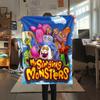 1PC My Singing Monsters Print Flannel Blanket, High quality All Seasons, Home Decor, Warmth and Comfort, Perfect for Christmas Gifts