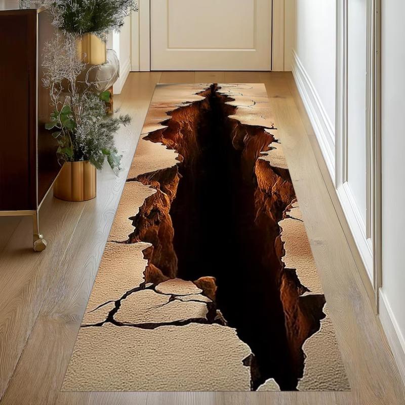 3D Ocean-Sky Gradient Carpet, Photorealistic Beach Wave & Cloud Print Runner Rug Immersive Seascape Floor Mat for Corridor Decor