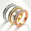 Stainless Steel Rotatable Anxiety Ring with CZ Gemstone Ring for Women Men Unisex Stress Relief Statement Rings Jewelry Gifts