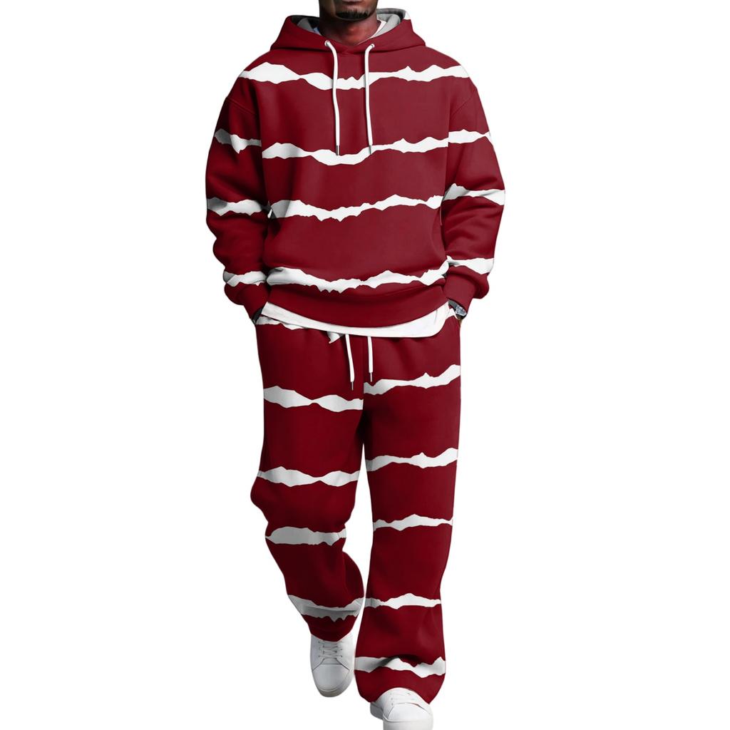 Men's Hoodie and Sweatpants Set with Elastic Waist, Casual Two Piece Outfit