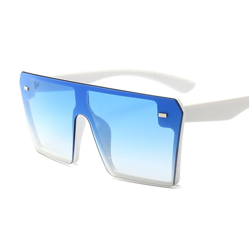 New Style Big Frame Sunglasses Retro Square Personality Conjoined Glasses Blue Bulk Luxury Men and Women Sunglasses Square Sunglasses синий