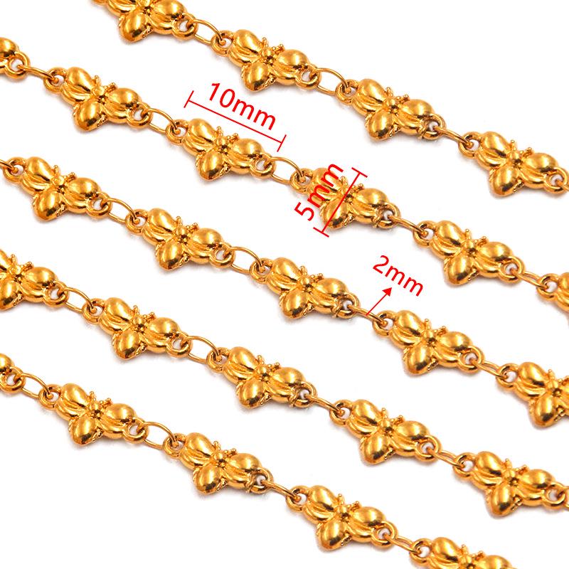 18K Gold Plated Stainless Steel Heart, Butterfly, Four-Leaf Clover, Shell Chain Bracelet/Necklace, 50cm.