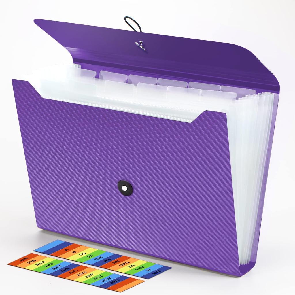 Expanding File Folder, 13 Pockets Accordion File Holder Organizer, A4 Letter Size Paper Document Receipt Organizer Accordian Filing Folder for