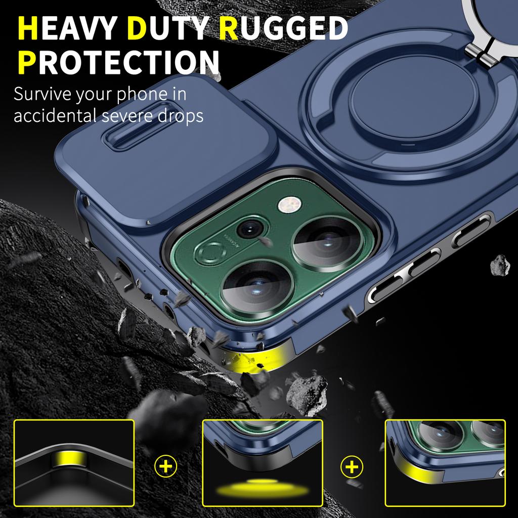 Anti-fall Armor Magnetic Bracket Case for OPPO Reno 14 Pro 5G Reno 14 F Slide Camera Protection Shockproof Cover