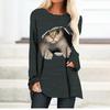 Women's Tops T Shirt Tee Cute Cat Painting Sweatshirt Holiday Home Casaul Weekend Long Sleeve Round Neck Essential Basic XS-8XL