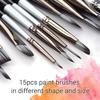 15pcs set Artist Paint Brushes Set with Scraper Sponge Ball Carrying Case Professional Drawing Paintbrush Nylon Hair