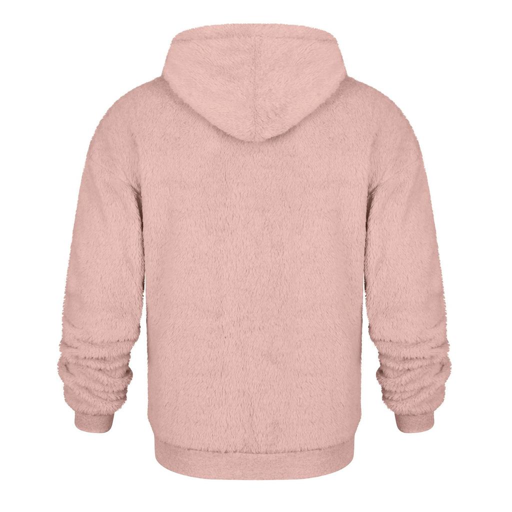 Men's Casual  Plush Double-sided Fleece Color Hooded Sweatshirt
