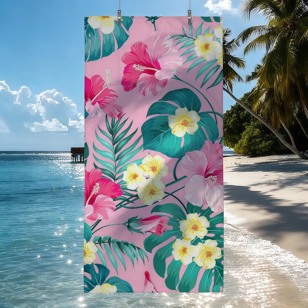 Toalla con Diseño de Hibisco Tropical y Palmeras Secado Rápido Toallas de Playa Son Adecuadas Para Piscinas Camping Yoga y el Gimnasio