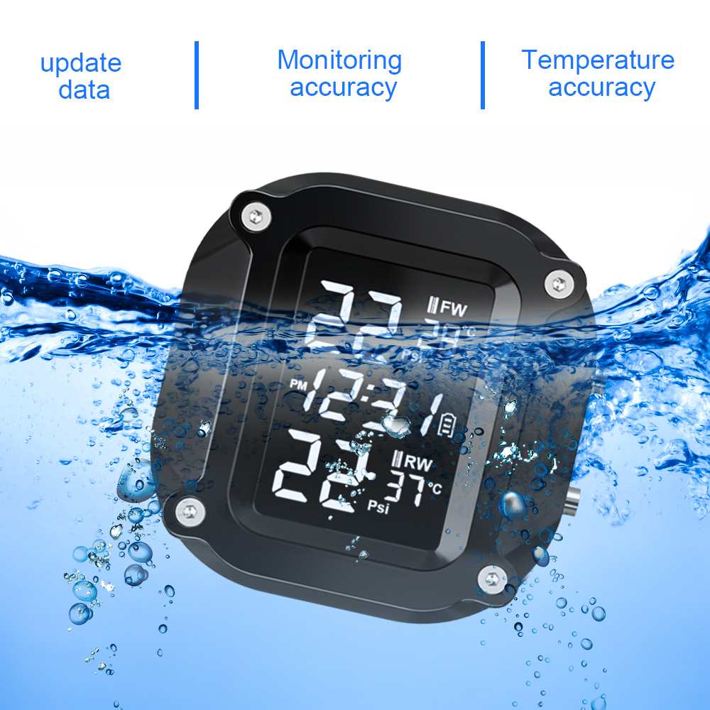 Extractme Wireless TPMS Motorcycle Tyre Temperature Alarm Sensor USB Charging LCD Display Tire Pressure Monitoring System