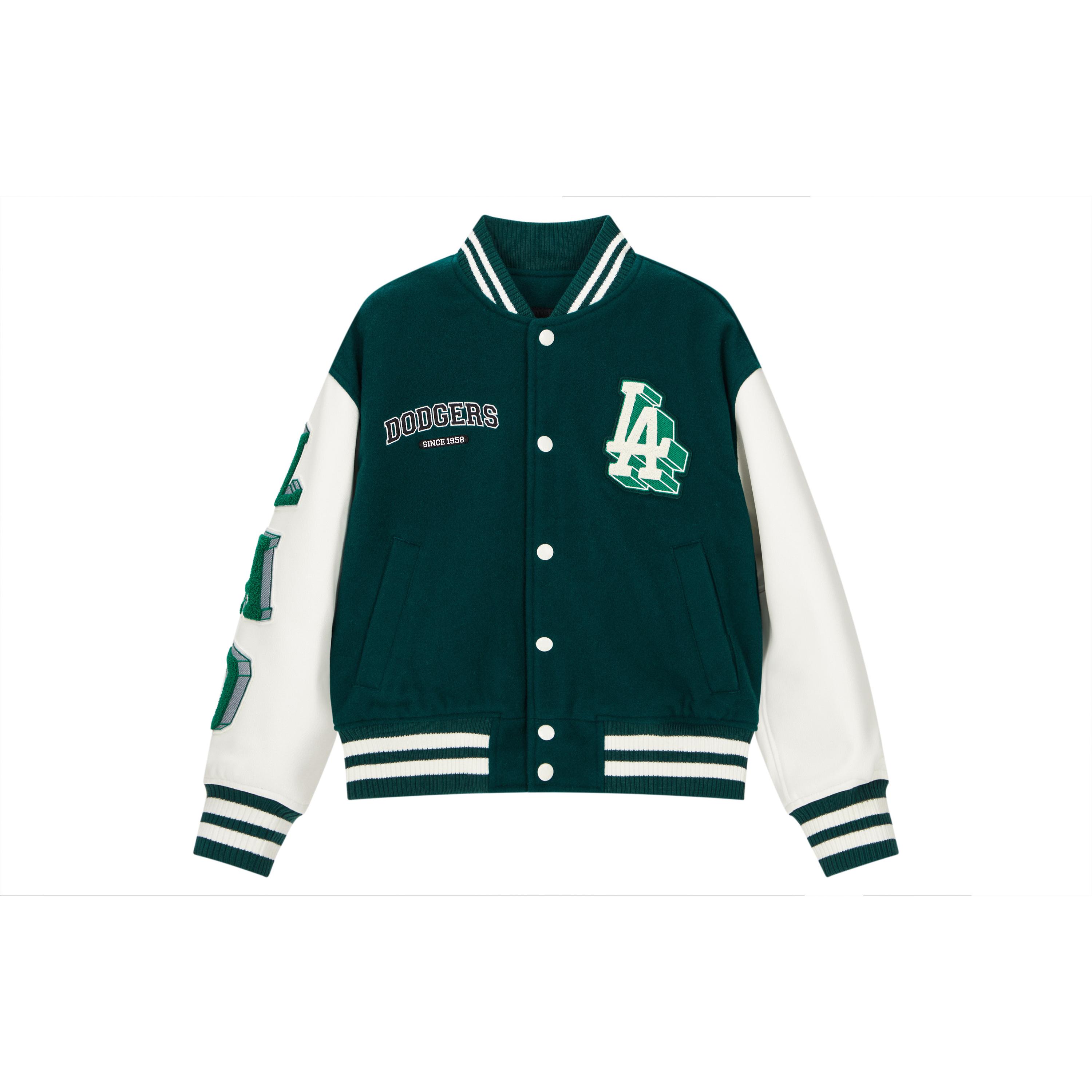 

New MLB Varsity LA DODGERS Baseball Jacket Unisex Dark Green 3AJPV0234-07GND XS