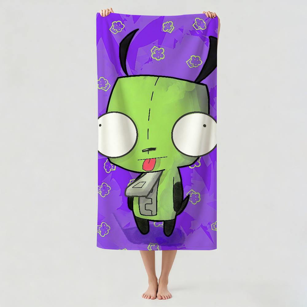 Cartoon funny I-Invader Z-Zim Towel Drying Bath Towel Applicable To Light Swimming Camping Yoga Beach Out