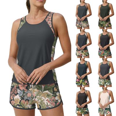 Women's Hawaiian Print Split Swimsuit Sport Swimsuit