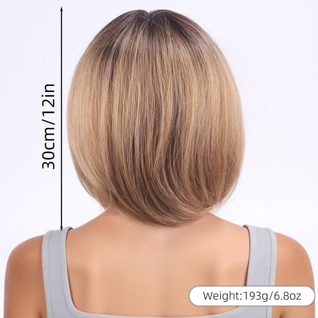 Light Brown Short Bob Wig: Stylish Full-Head Wig for Women