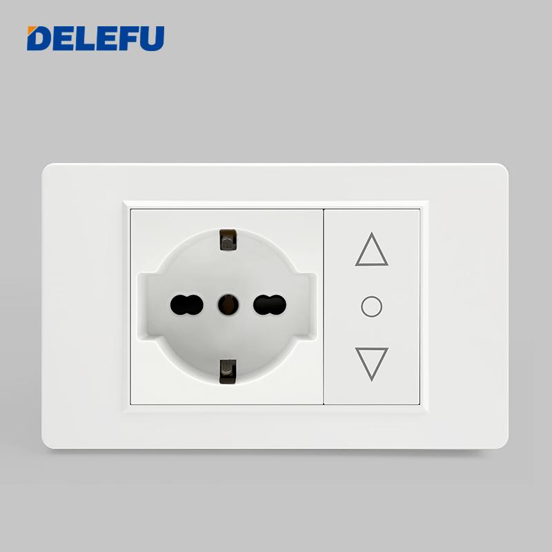 DELEFU Italian Standard White 118 Type Wall Switch Socket with USB + TYPE-C Socket Is Suitable for Hotels and Households.