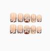 24Pcs Leopard Print French Press On Nails, Short Square Fake Nails with 3D Flower & Rhinestones