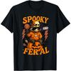 Funny Halloween Spooky And Feral Raccoon Pumpkin Boys Kids T-Shirt