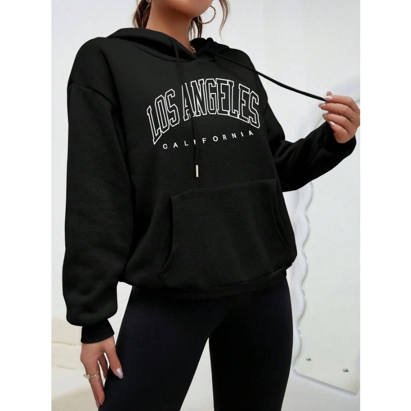 Los Angeles Art Letter Design Women Hoodies American Style Casual Hoody Autumn Hip Hop Female Hoodie Casual Fleece Clothing