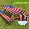 Picnic Table Cover Set American Flag Fitted Table Cover with 2 Bench Covers Waterproof Windproof Tablecloth with Elastic Edges for Outdoor Camping