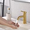 Basin Faucet Bathroom Hot and Cold Single Lever Sink Faucet 304 Stainless Steel Brush Gold Sink Faucet