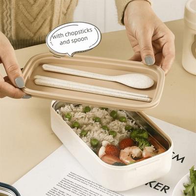 Single/Double Layer Insulated Lunch Box Compartmental Sealed Food Container Leak-proof Rectangular Food Storage Box Student
