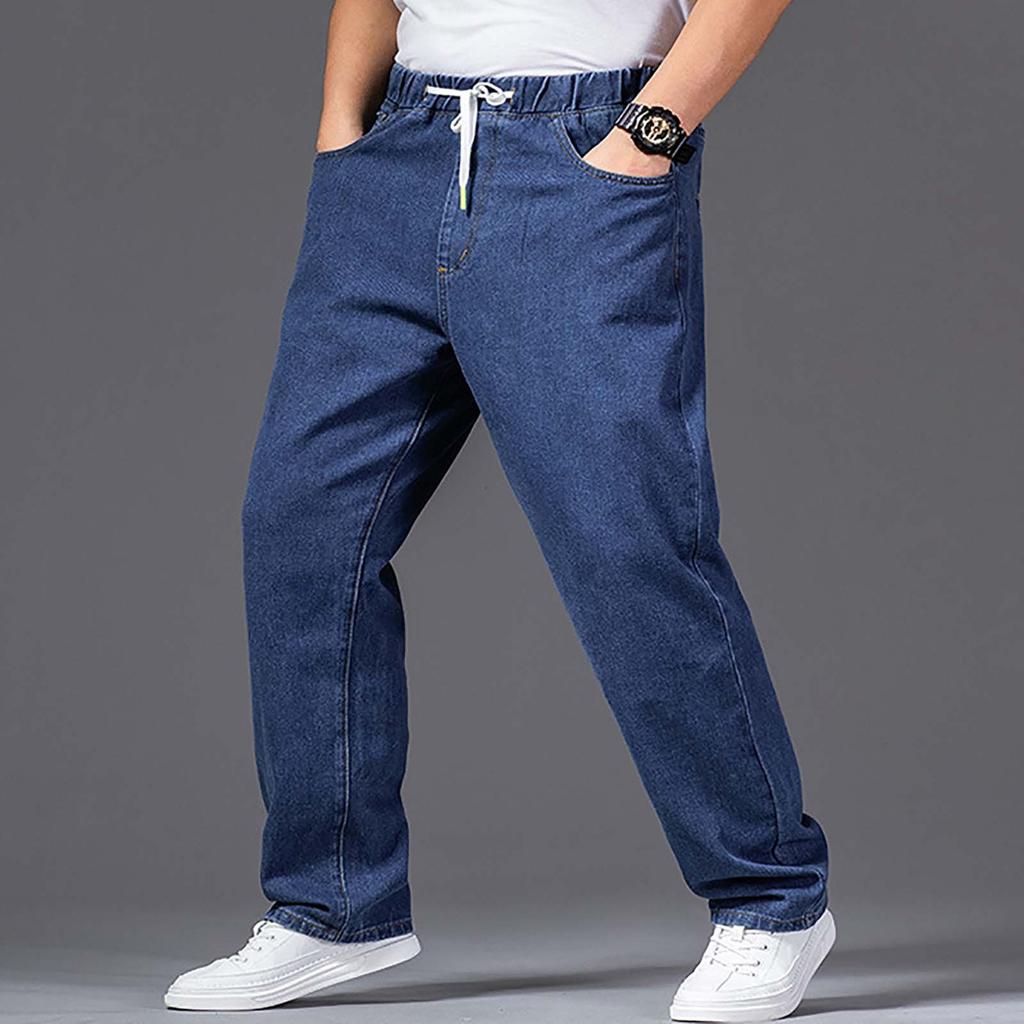 Men's Thick Legs And Wide Trousers, Men's Straight Loose Big Feet Long Trousers With Wide Elastic Legs