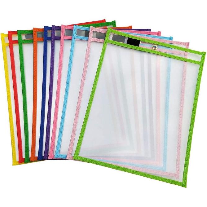 10X File Folder Document Bag Reusable Sheet Protectors for Classroom Teacher Student Office Supplies 10 Colors