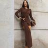 European and American Solid Color Hip-wrapped Short Skirt Spring New Long-sleeved Streamer Fashion Slim Dress Women