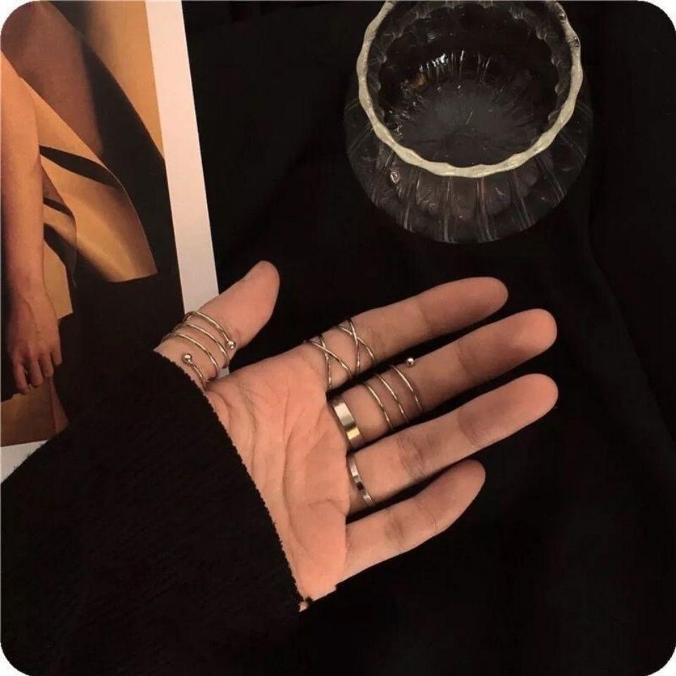 Fashion Street Personality Ring Set Hip Hop Style Simple Alloy Ring Retro Simple Cold Wind Ring